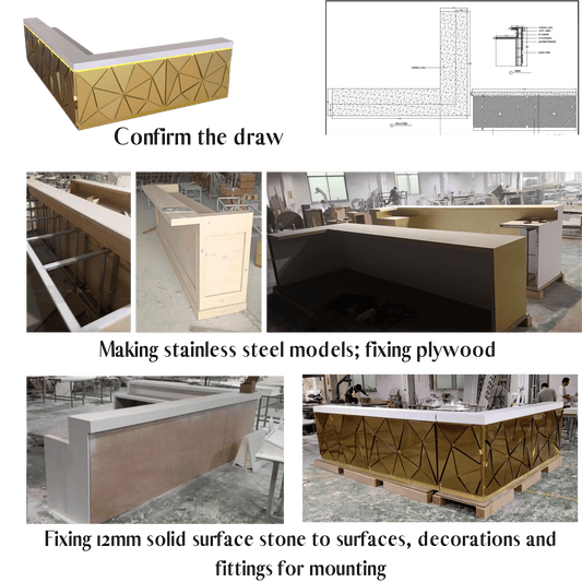 bar counter custom detial structure gold bar