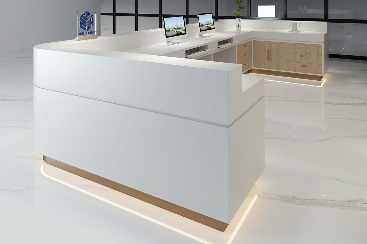 reception desk dimensions solid surface wood 5meter white design offce desk 3person