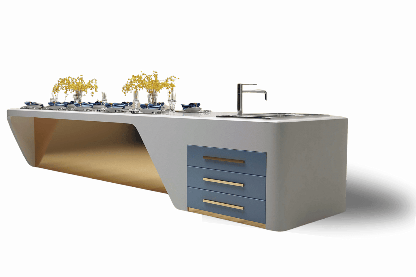 YHS Custom solid surface Luxury Premium Kitchen Center Island