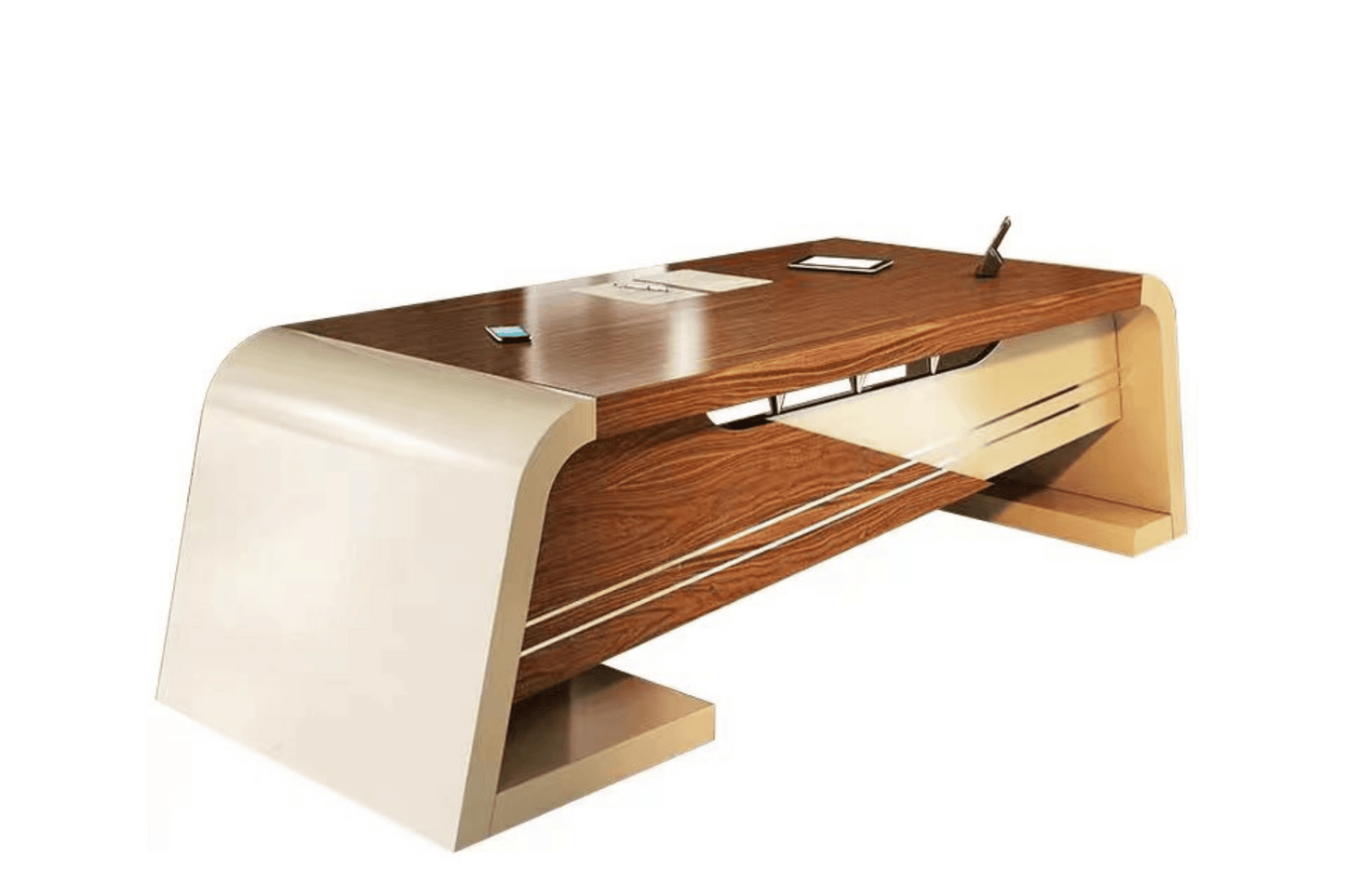 YHS Custom solid surface stone manager desk Curved Light Luxury Desk