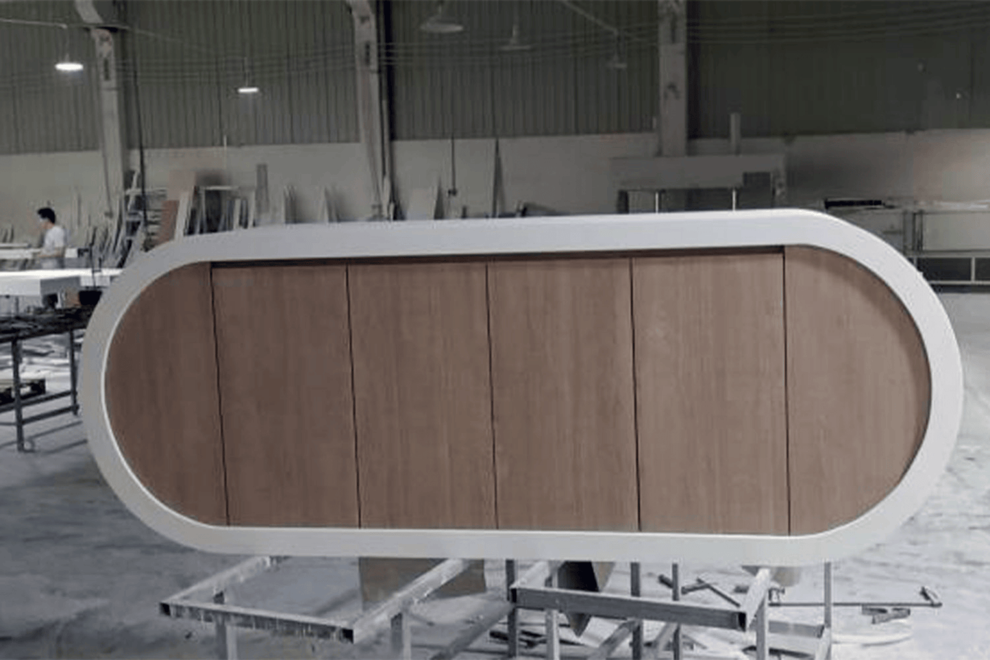 YHS Custom solid surface stone manager desk Office Stylish Curved