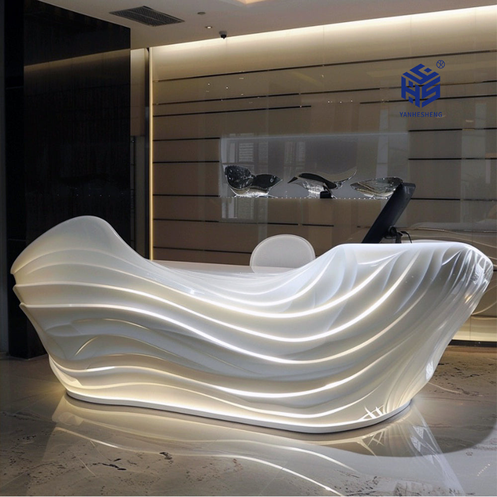 YHS Custom solid surface stone manager desk Modern White Design Sense