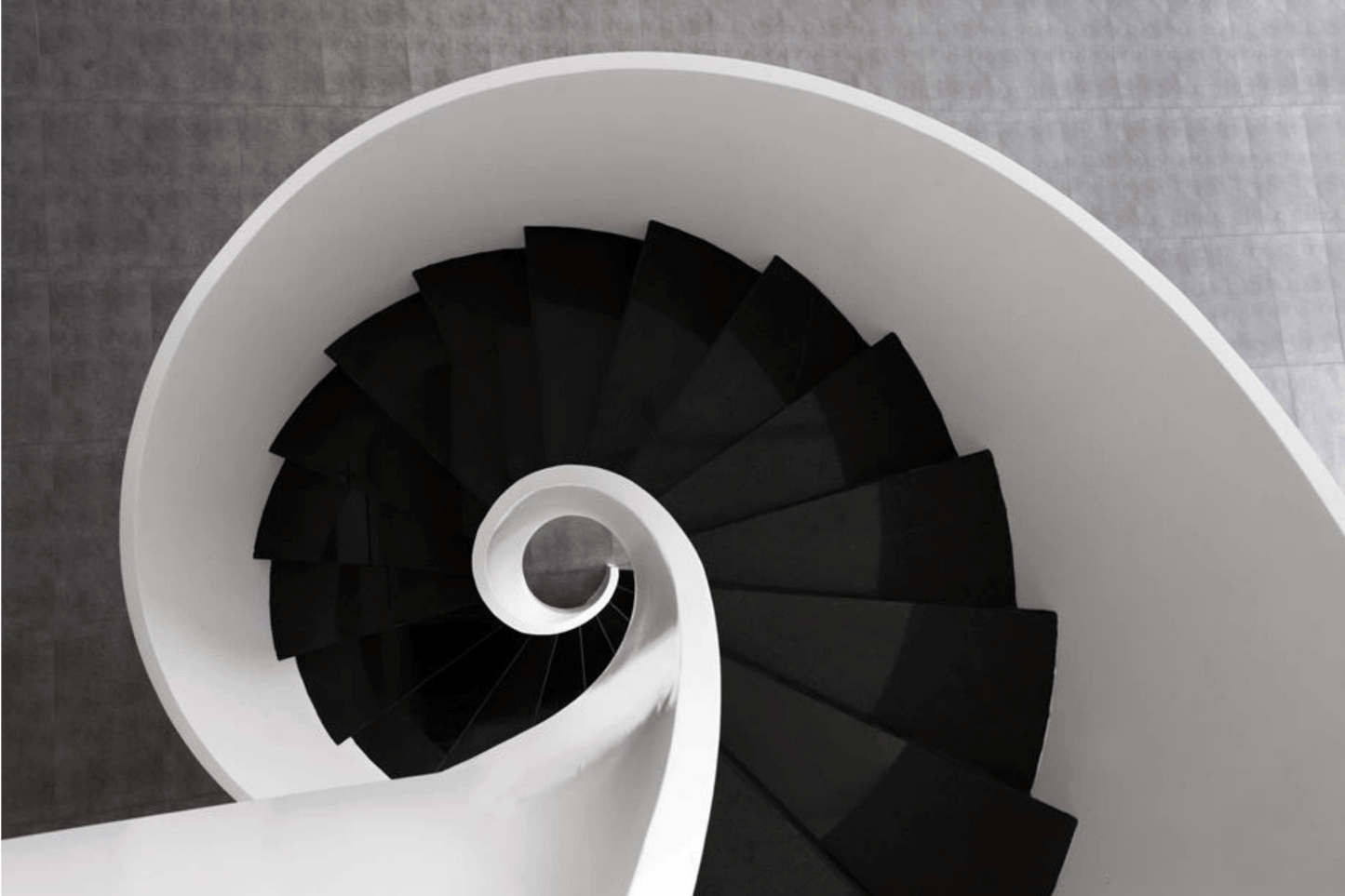 YHS Custom solid surface stone Spiral staircase black and white light luxury