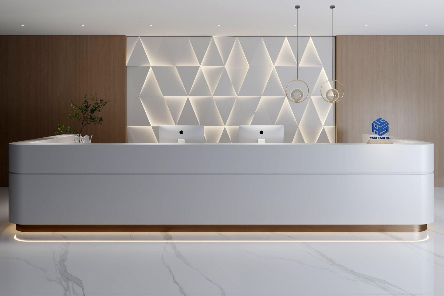 contemporary reception desk reception counter with desk office 5meter white matt long desk