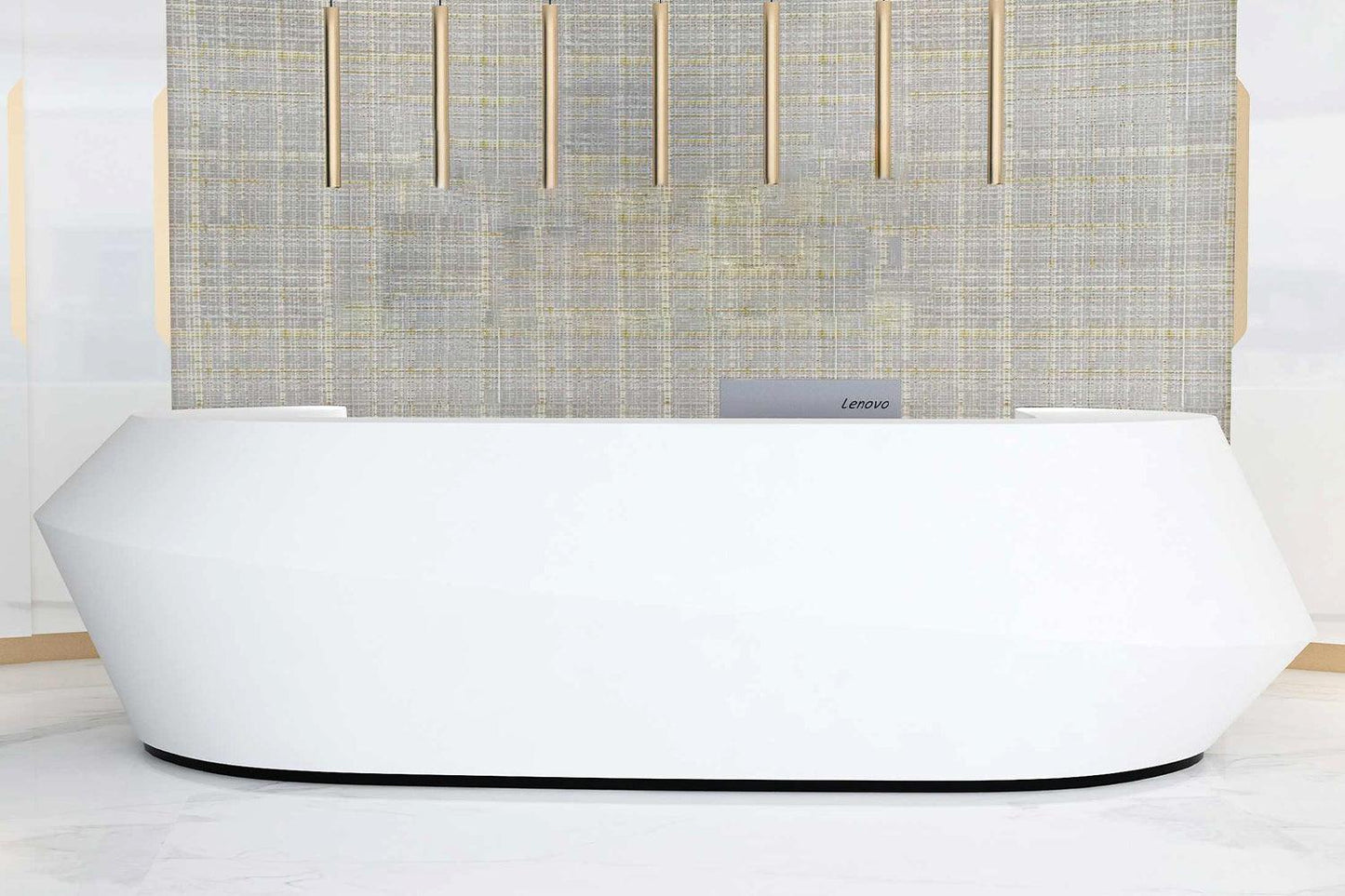 YHS Custom solid surface stone Reception desk white minimalist style