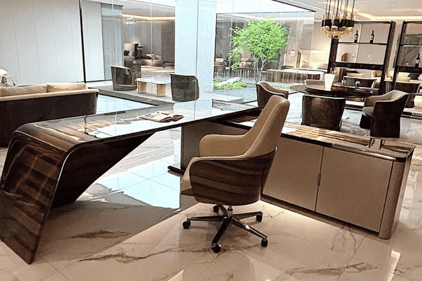 YHS Custom solid surface stone manager desk Light Luxury Office