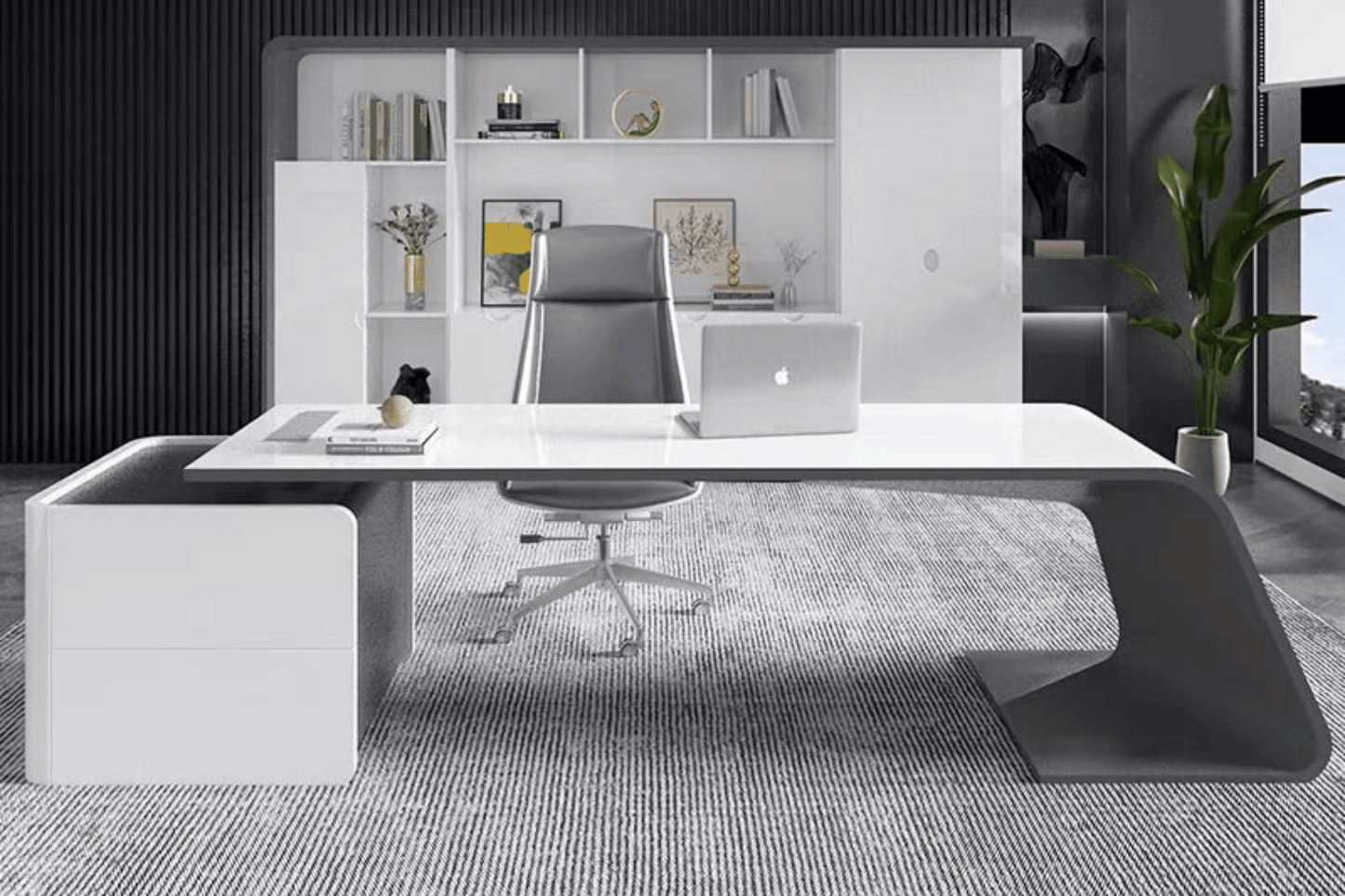 YHS Custom solid surface stone Manager Desk White Minimalist Creative Office