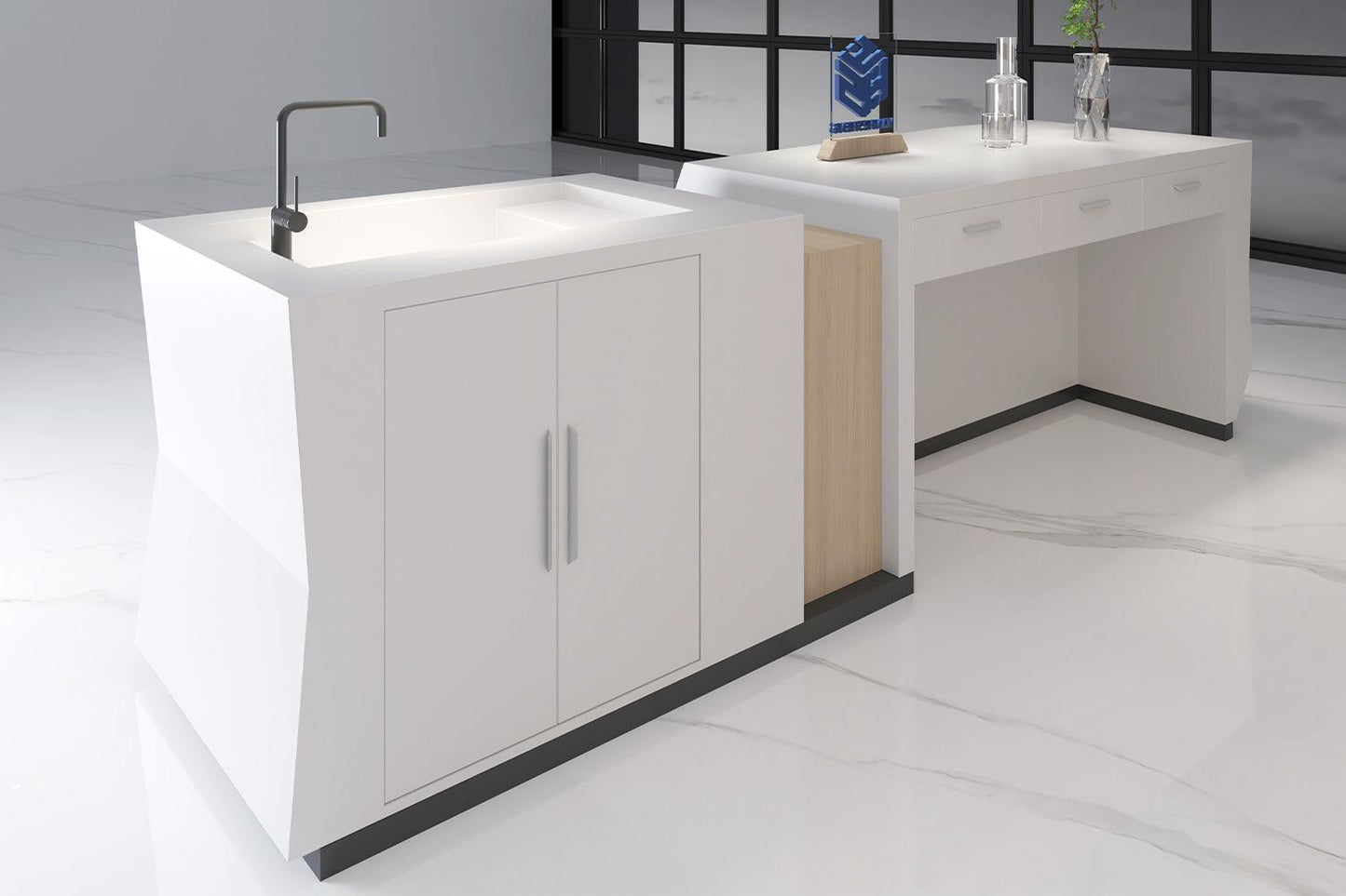 YHS Custom Center Island Counter Kitchen Bar White Modern Design