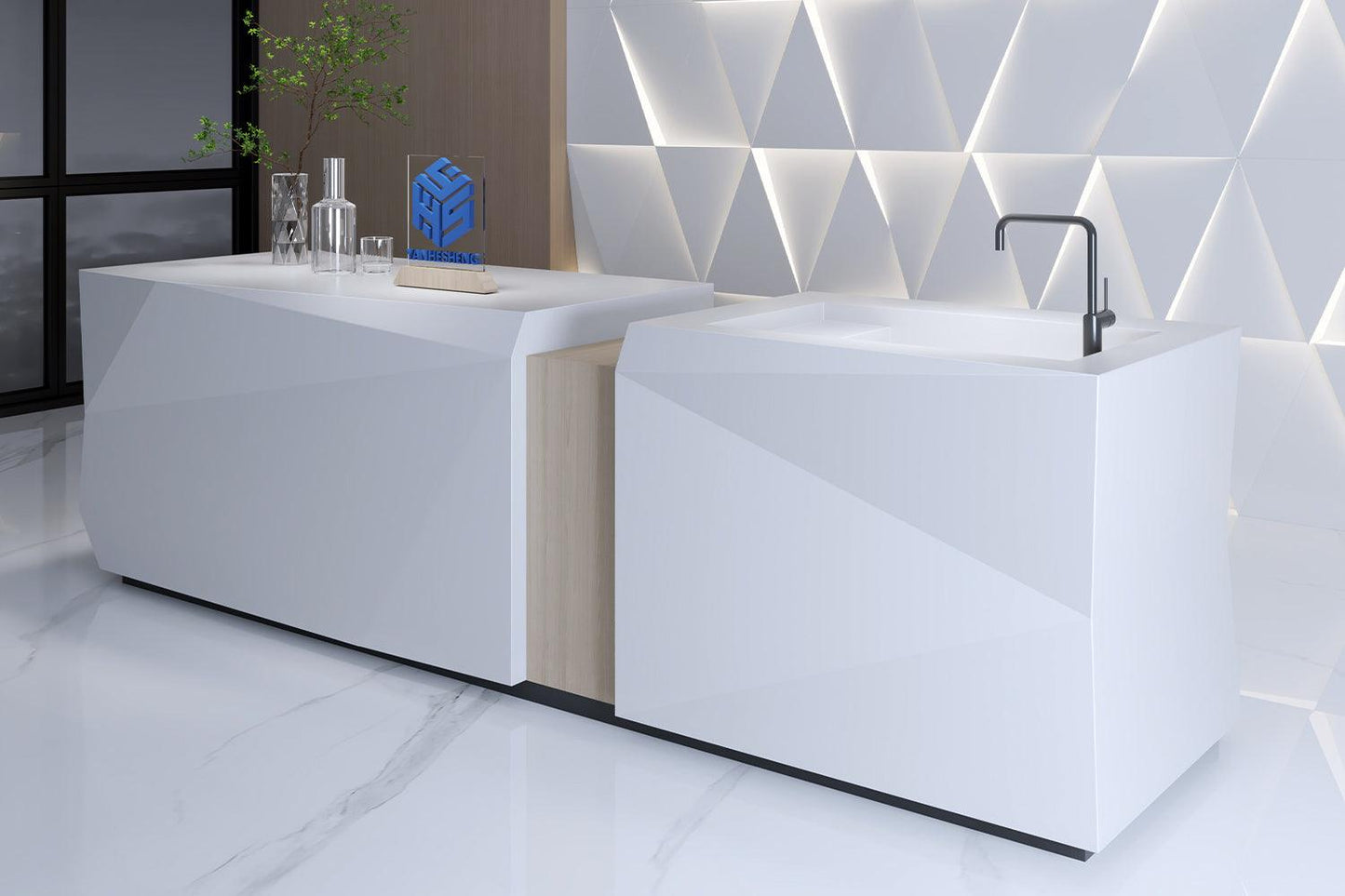 YHS Custom Center Island Counter Kitchen Bar White Modern Design