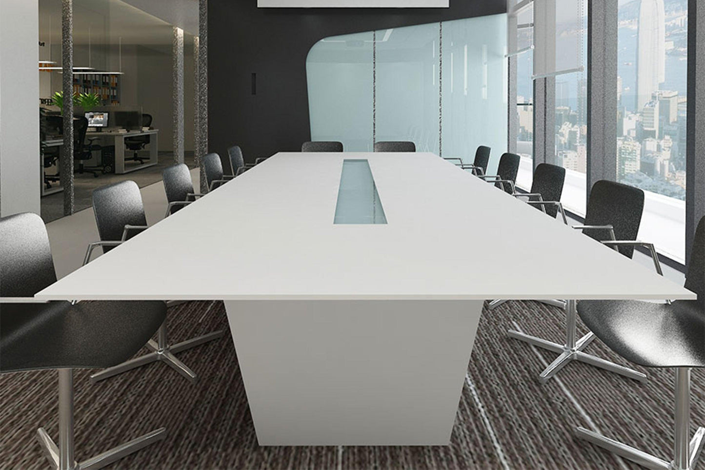 YHS Custom Office Conference Table White Modern Minimalist