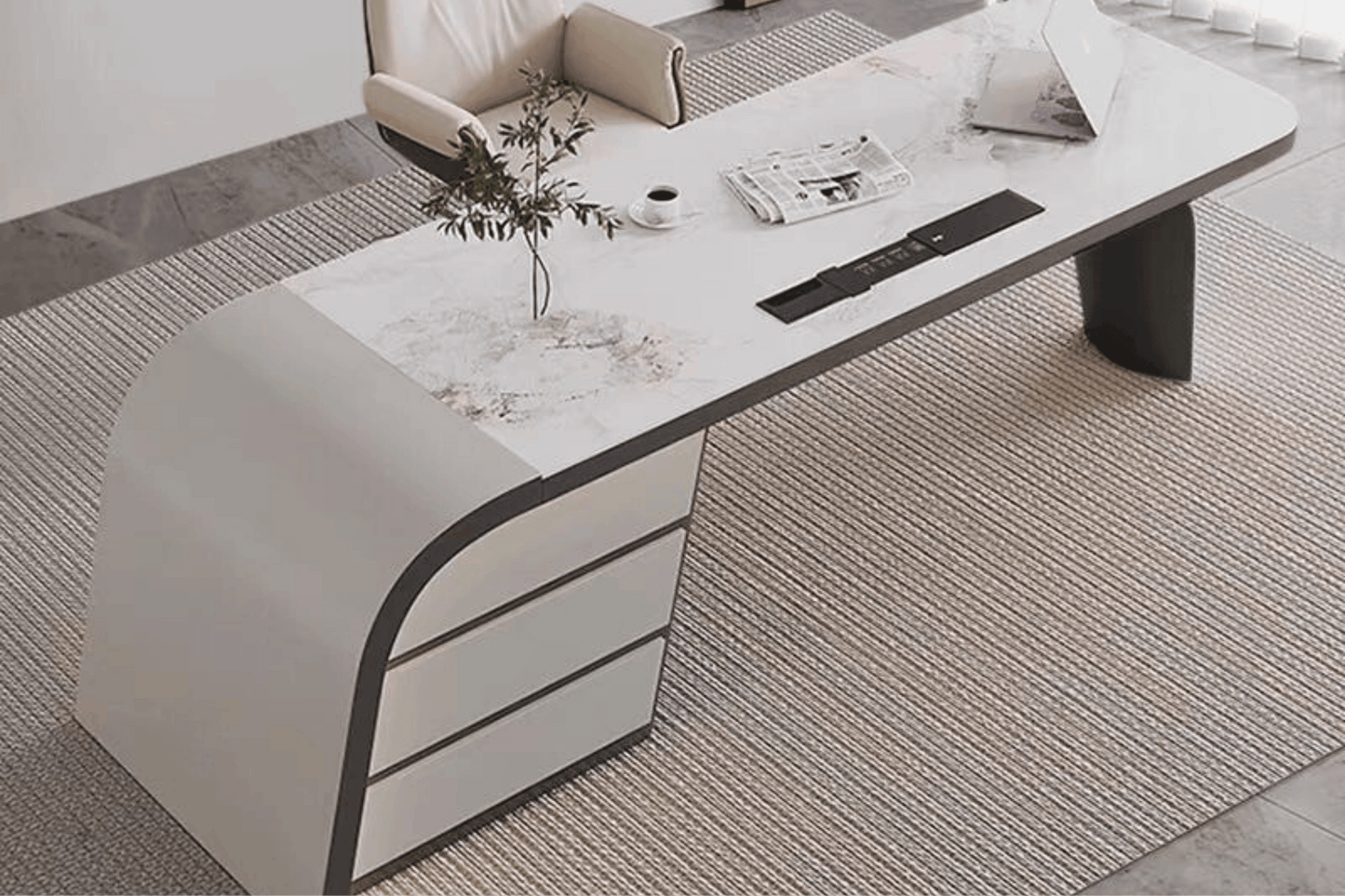 YHS Custom solid surface stone manager desk White Modern Ideas