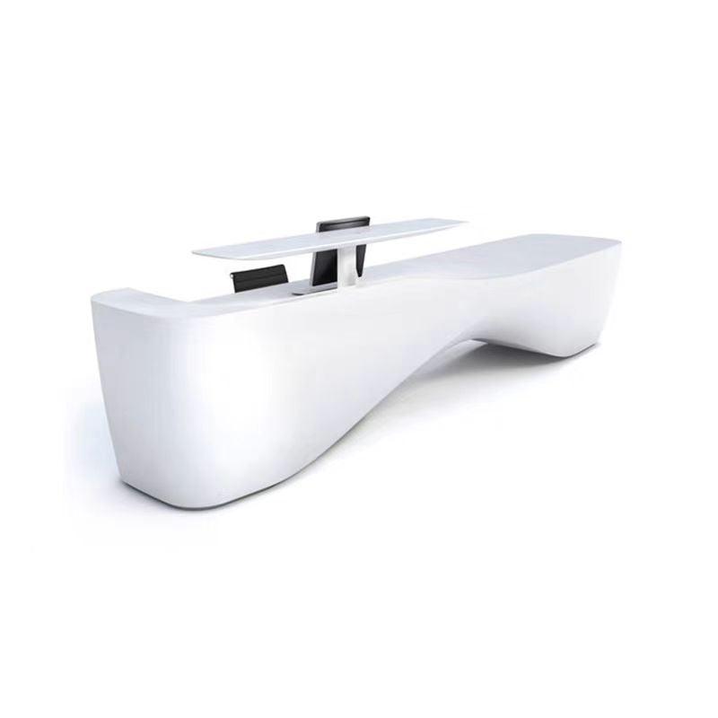 YHS Custom solid surface stone Reception Desk White Shaped Creative
