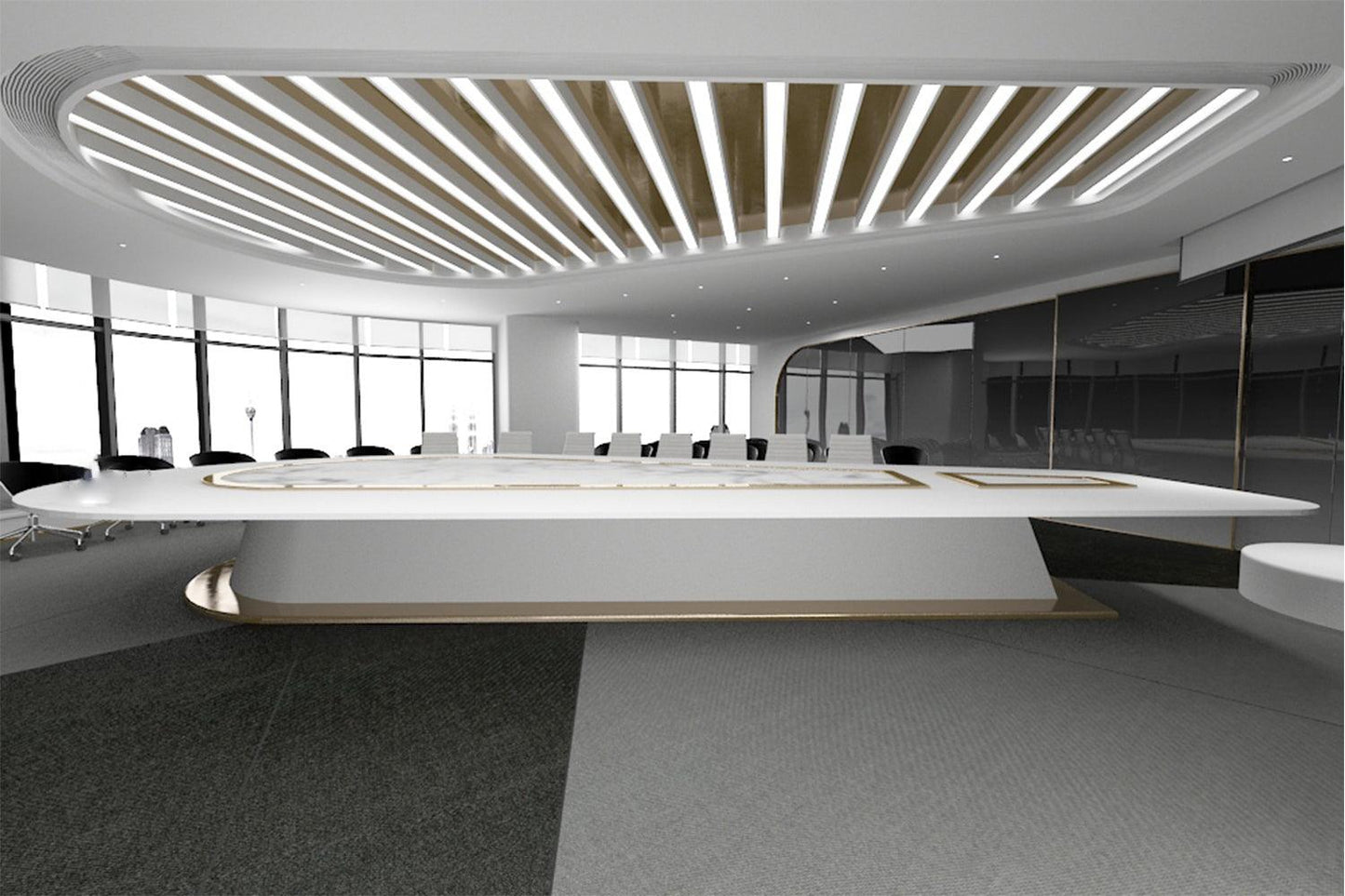 YHS solid surface Oval shape office large conference table White