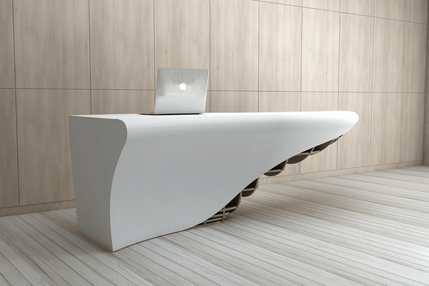 YHS Custom solid surface stone White Creative Shaped Company Front Desk Reception Desk