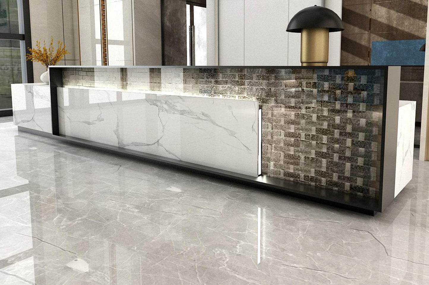 YHS Custom Reception Light Luxury Marbleized Hotel Front Desk
