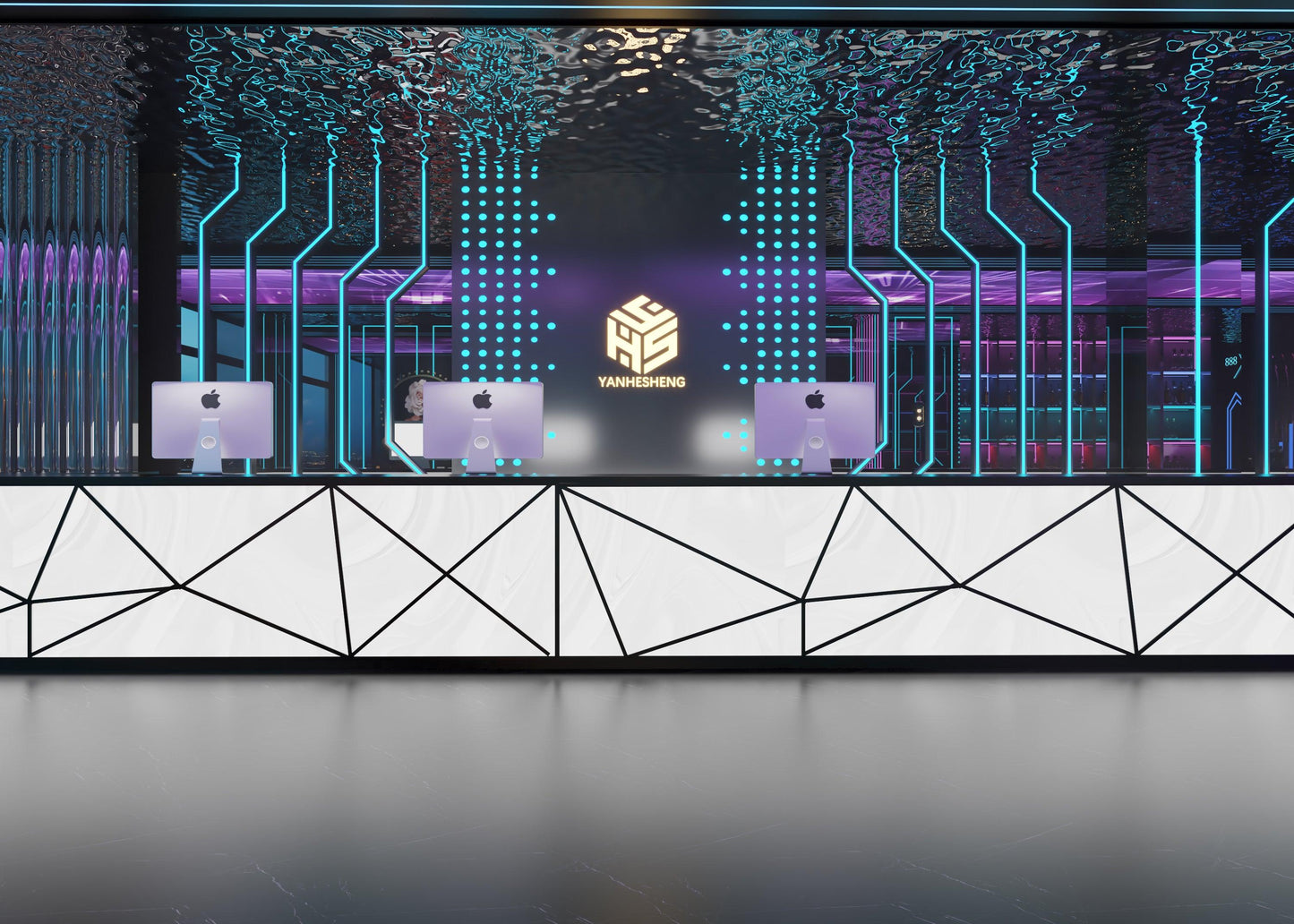 YHS Reception desk translucent Technology exhibition hall counter