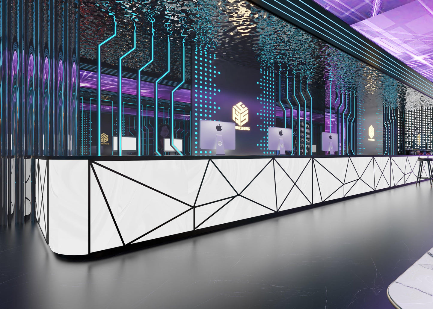 YHS Reception desk translucent Technology exhibition hall counter