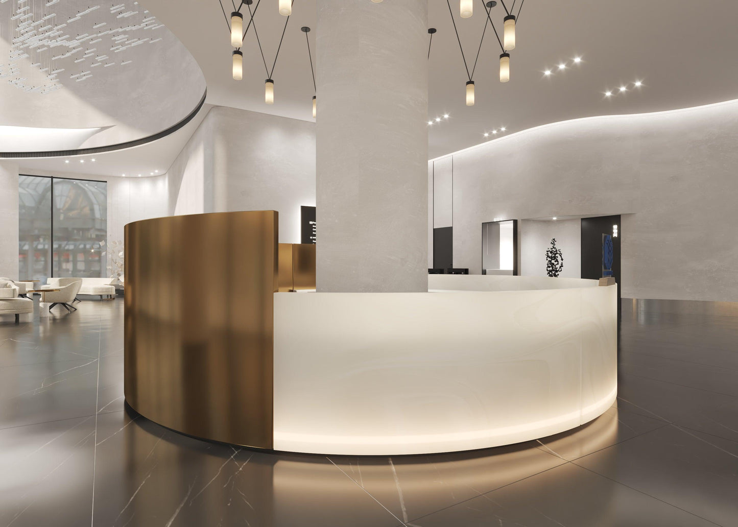 YHS Translucent marble bar counter commercial modern solid surface