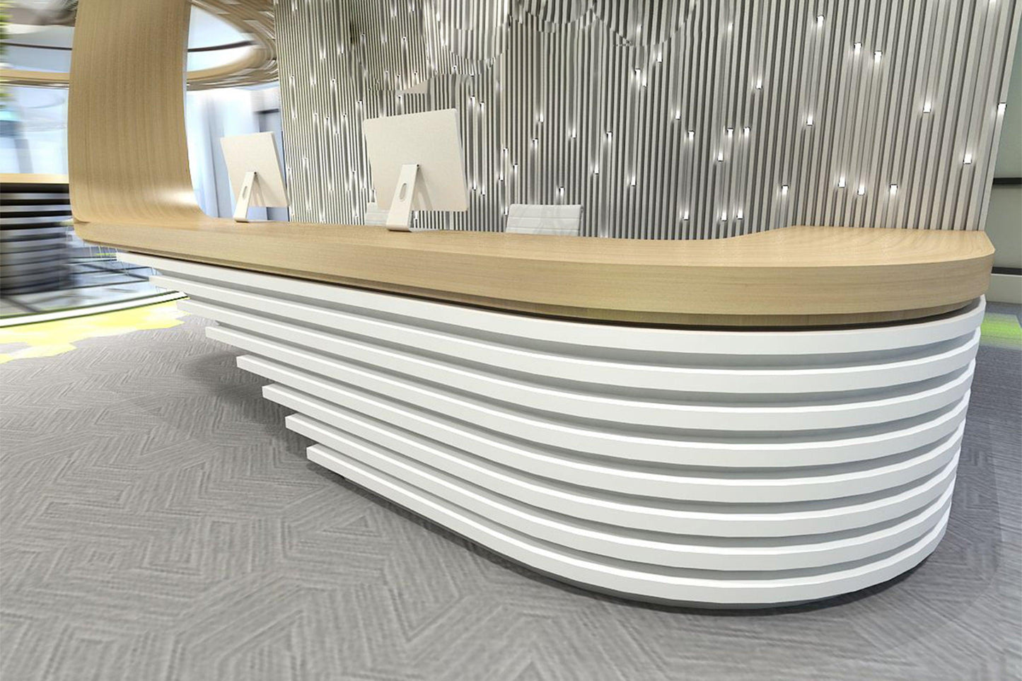 YHS Custom solid surface stone Reception Desk Ideas White