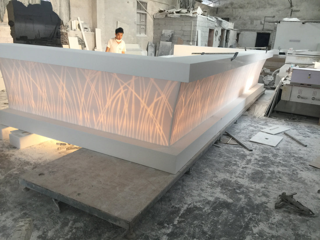 solid surface stone reception desk yhs 36