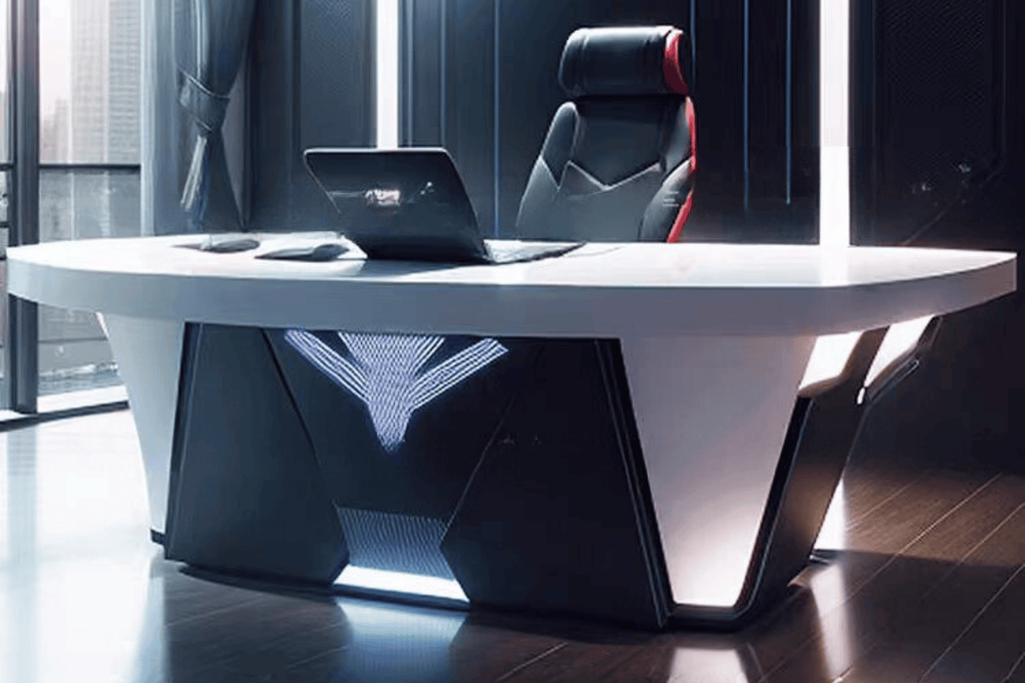 YHS Custom solid surface stone manager desk Black Creative Technology