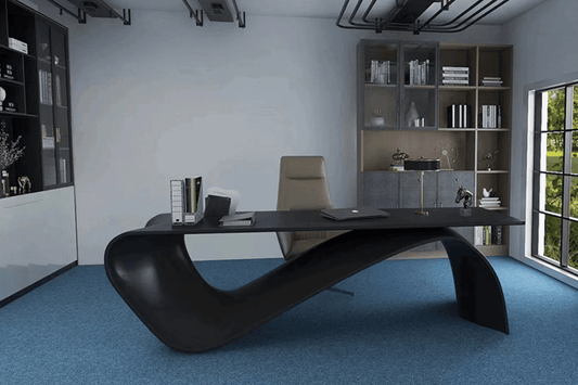 YHS Custom Manager Desk Ideas Shaped Black Office