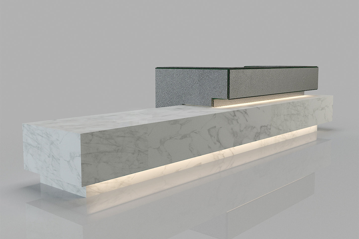 YHS Custom solid surface stone Reception Desk Gray Marbled Simple