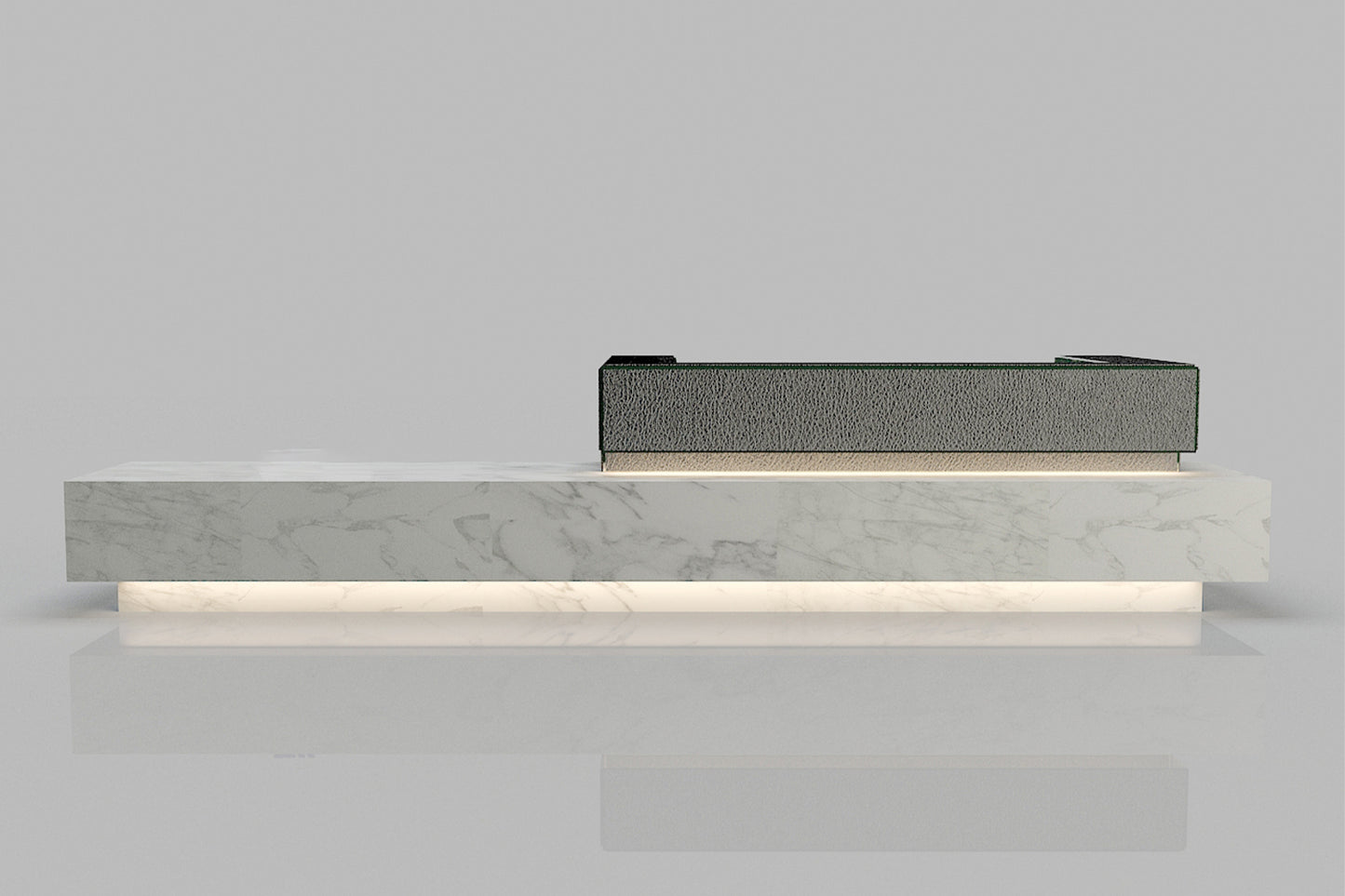 YHS Custom solid surface stone Reception Desk Gray Marbled Simple
