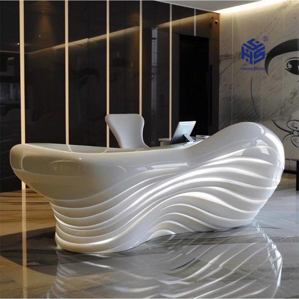 YHS Custom solid surface stone manager desk Modern White Design Sense