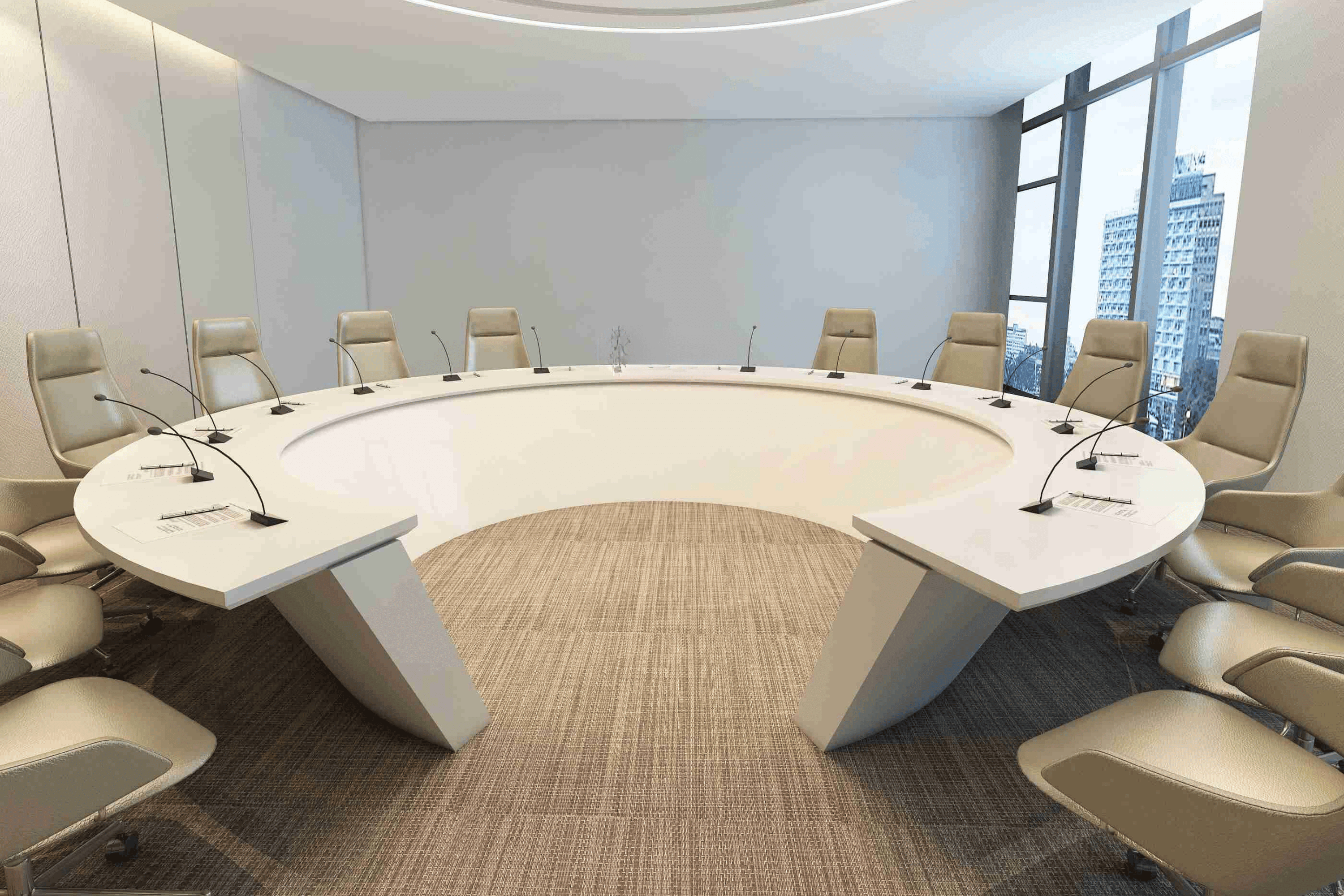 Conference Table white matt color use large oval office furntiure yhs ...