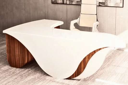 YHS Custom arc design manager desk White L-Shape Minimalist