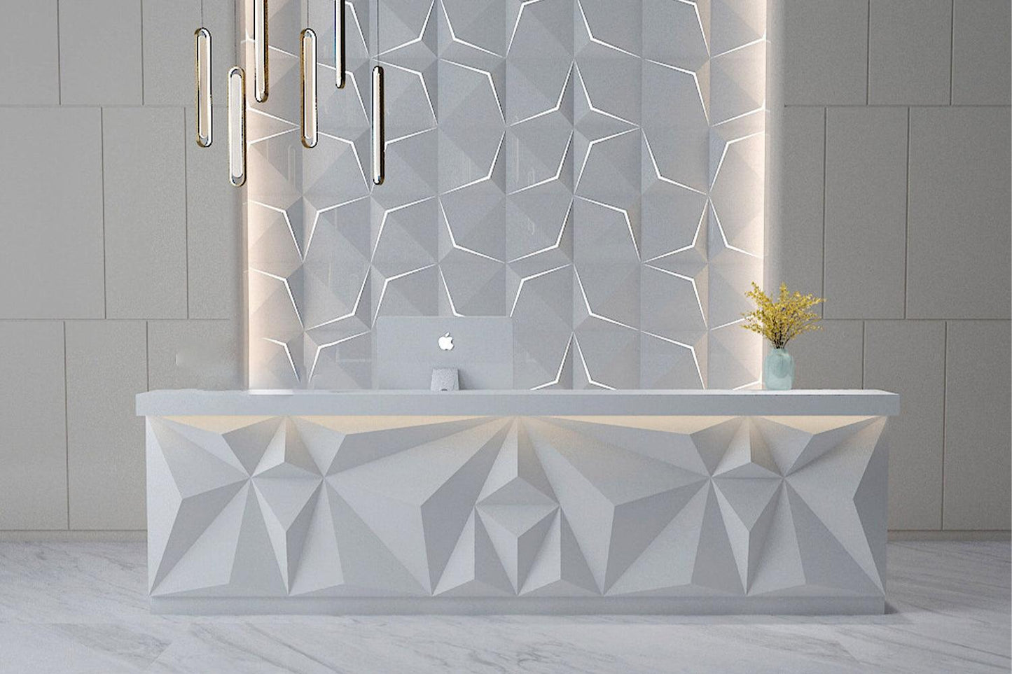 YHS Custom solid surface stone Reception Desk White Creative Light Luxury Style