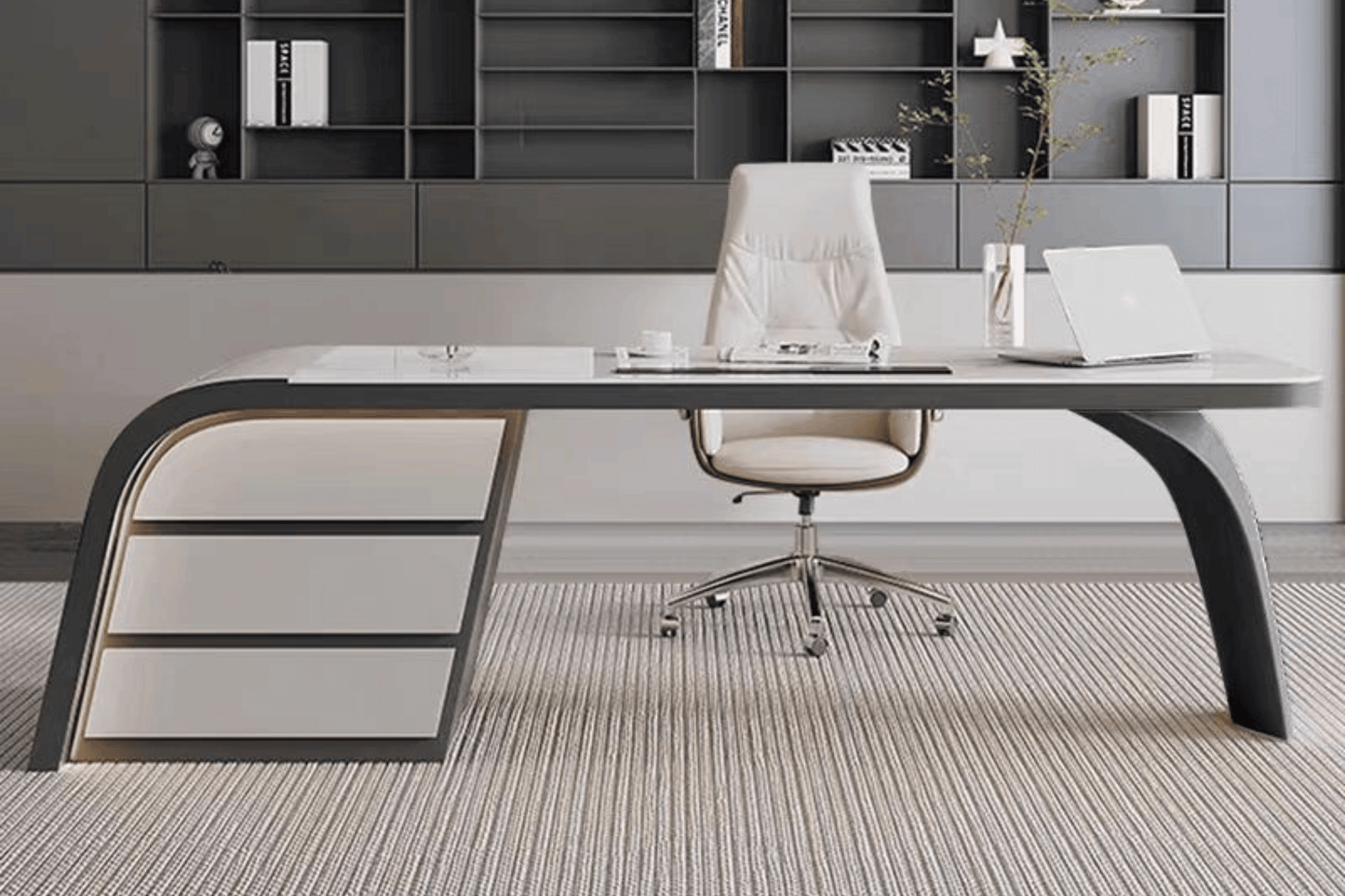 YHS Custom solid surface stone manager desk White Modern Ideas