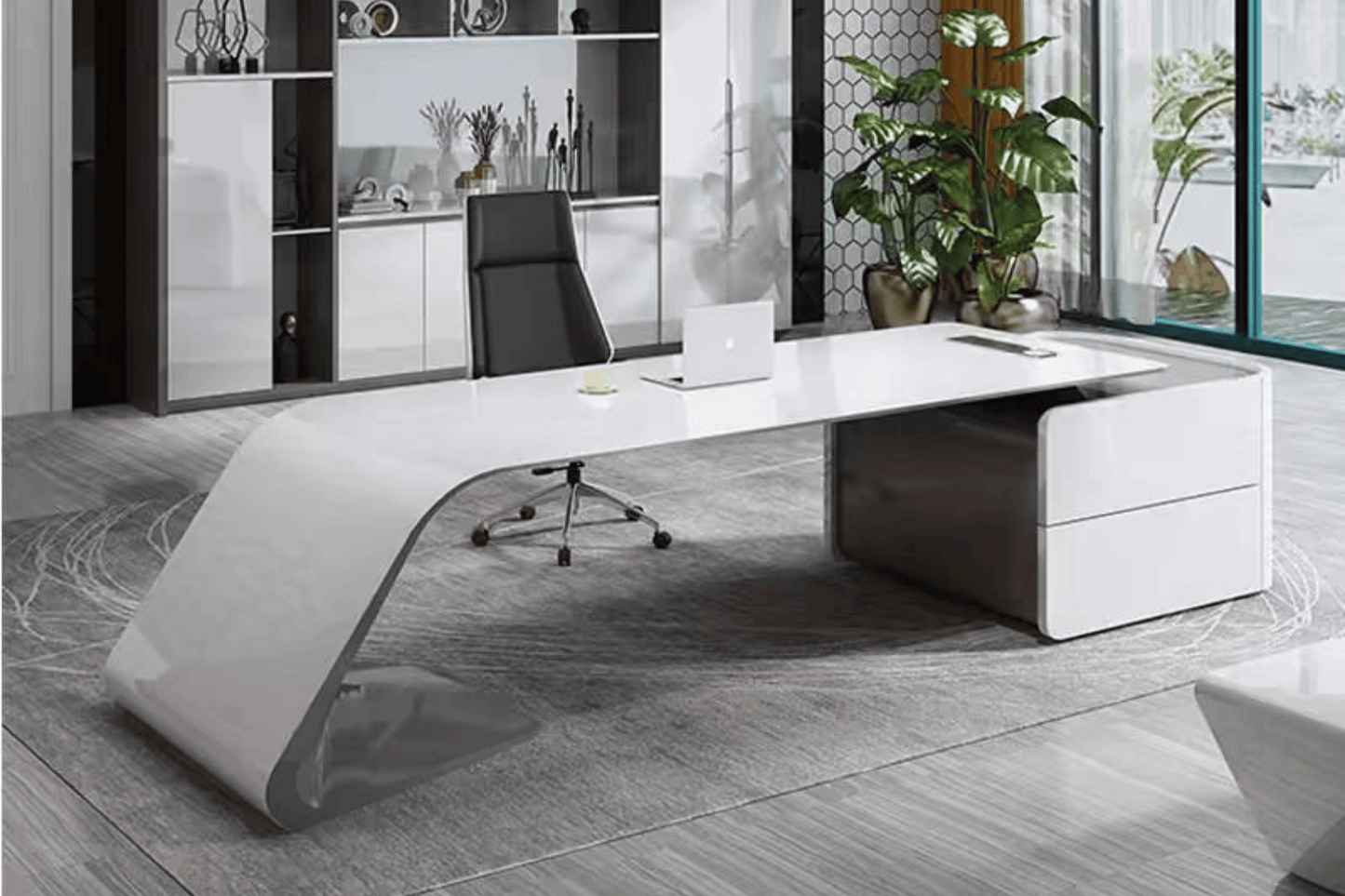 YHS Custom solid surface stone Manager Desk White Minimalist Creative Office