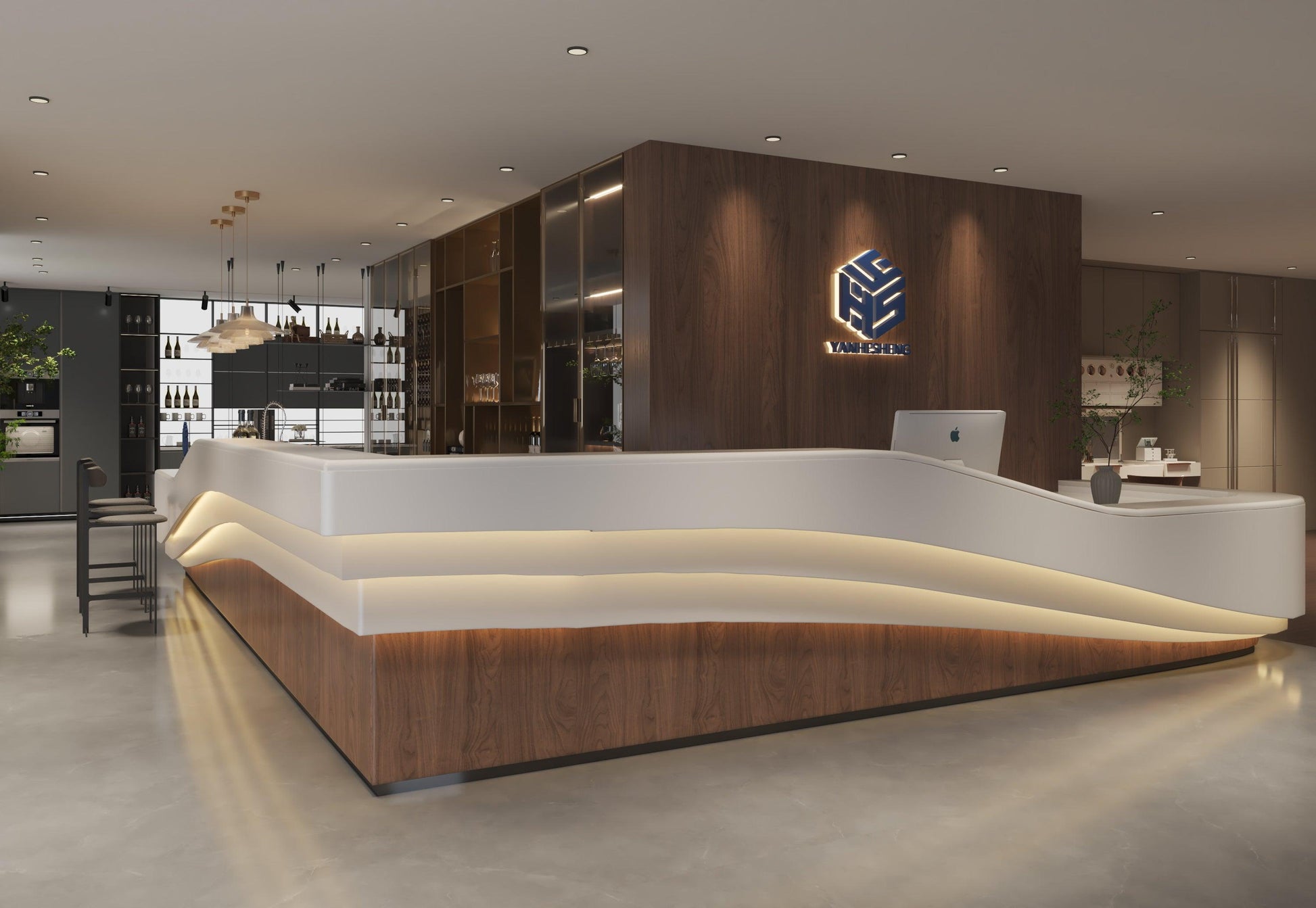 YHS arc Reception desk for hospital use custom ideas