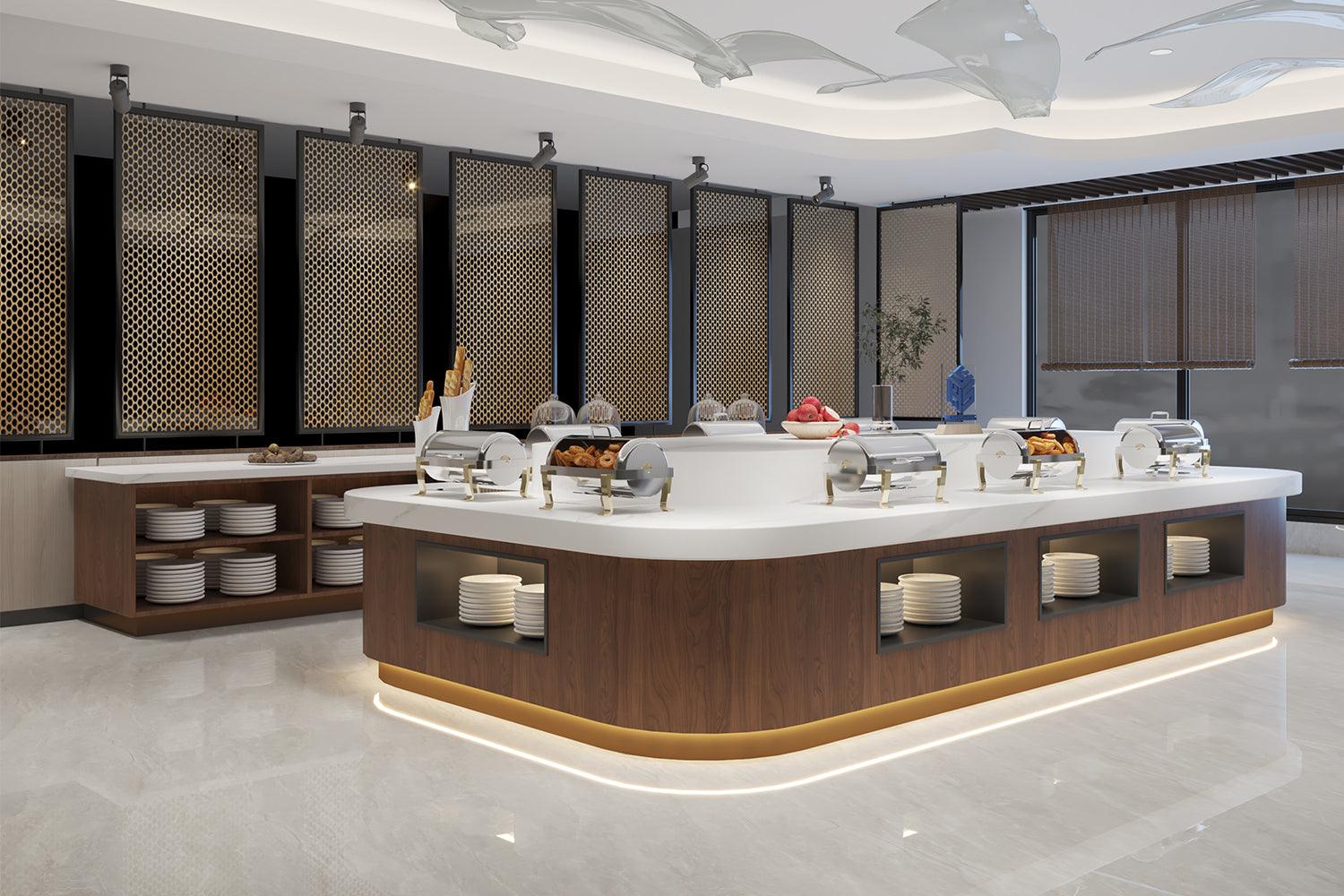 Buffet counter custom Luxury hotel resrurant table white marble YHS ...