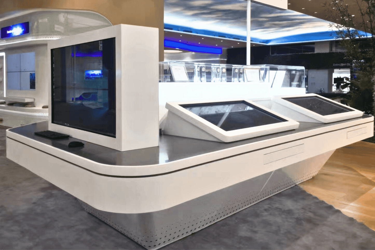 YHS Solid surface check in counter airport design service desk