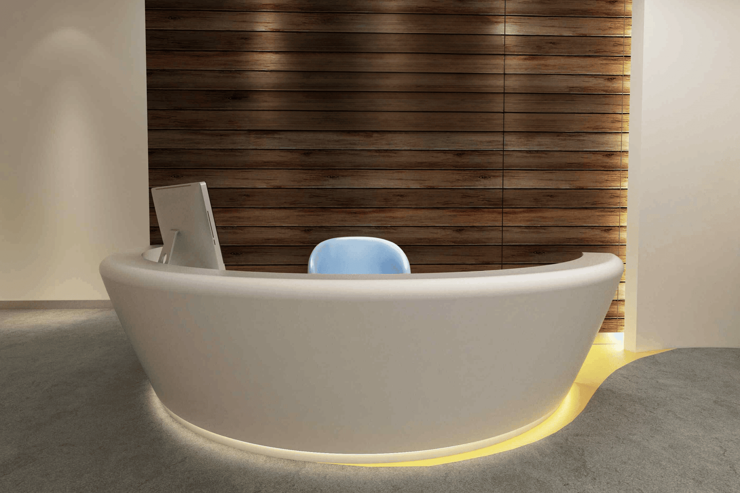 spa reception desk round design white solid surface stone reception counter hospital